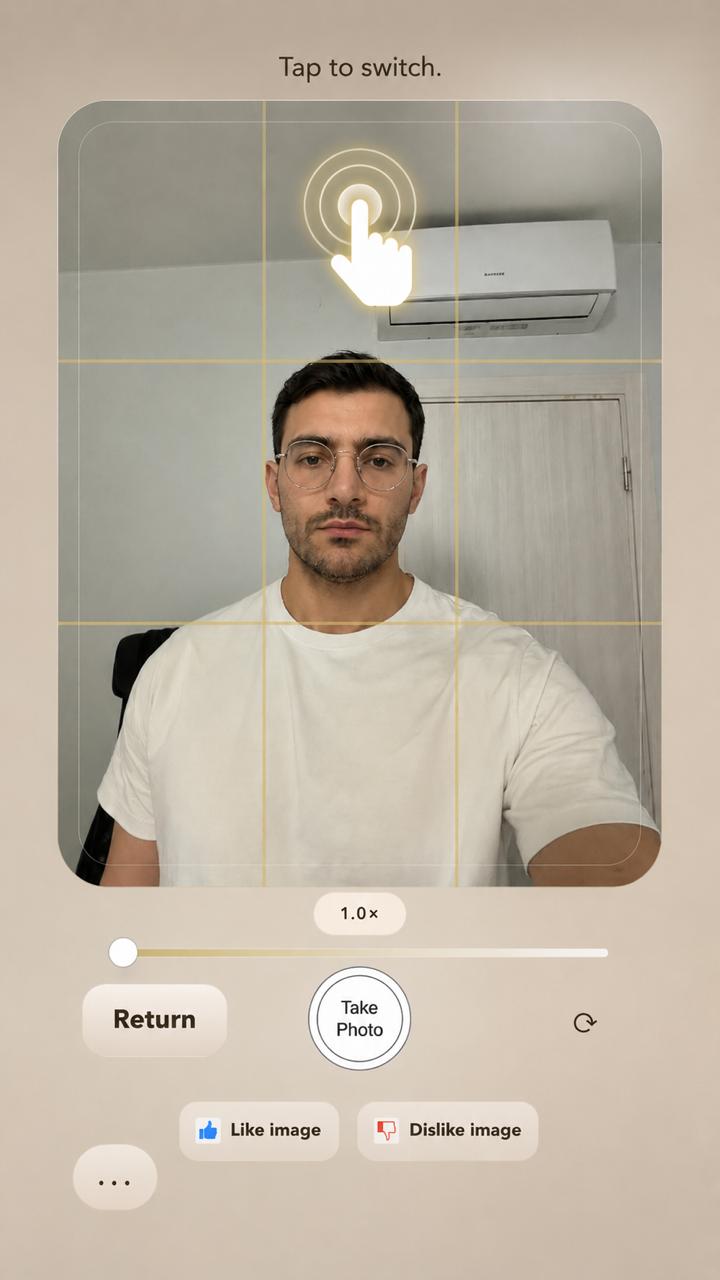 Switching between the camera and selected image